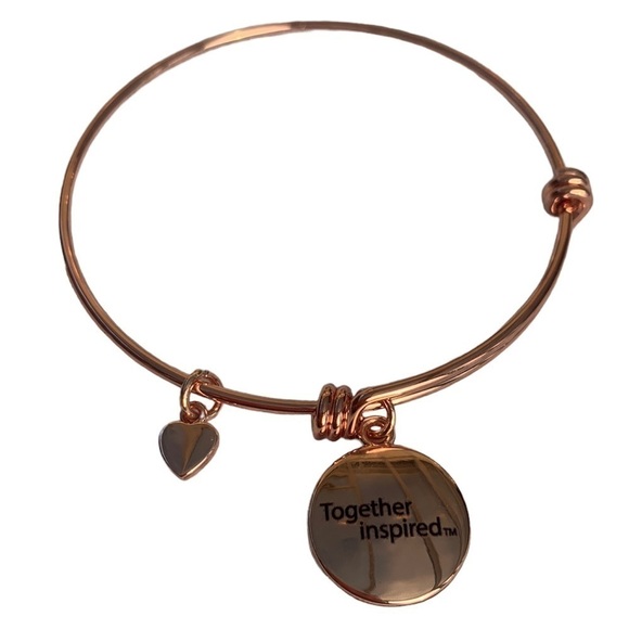 Together Inspired Breast Cancer Charm Bracelet-Rose Gold Expands 2.0”-3.5” - Picture 1 of 6